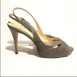 Kate Spade Glitter Slingback Platform Heels - Gold/Silver Iridescent